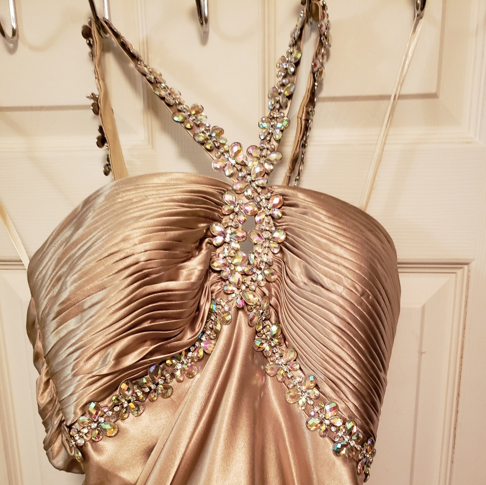 Please look at all pics, Gold sequin prom dress